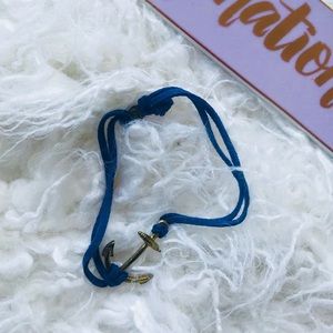 Anchor Blue Suede Leather Bracelet
